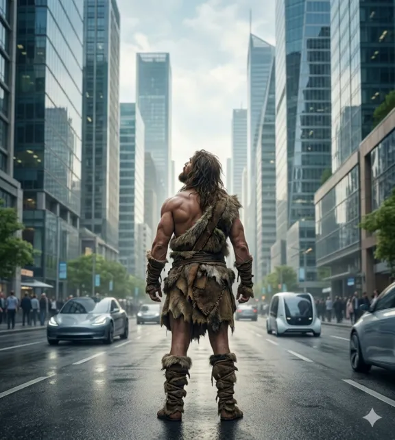 Caveman in a Modern City